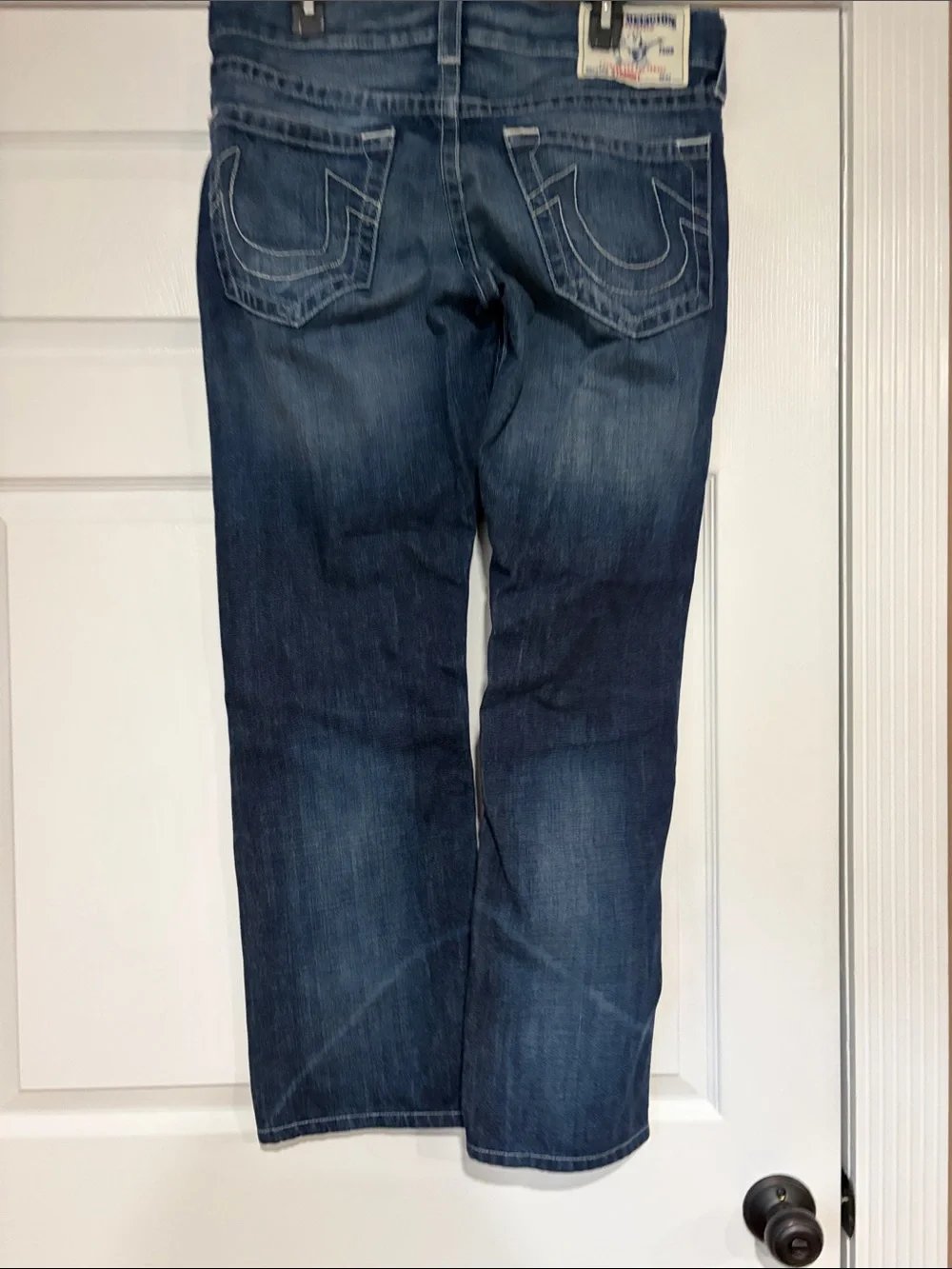Final Sale-True Religion Men's Dark Blue Washed Relaxed Jeans
